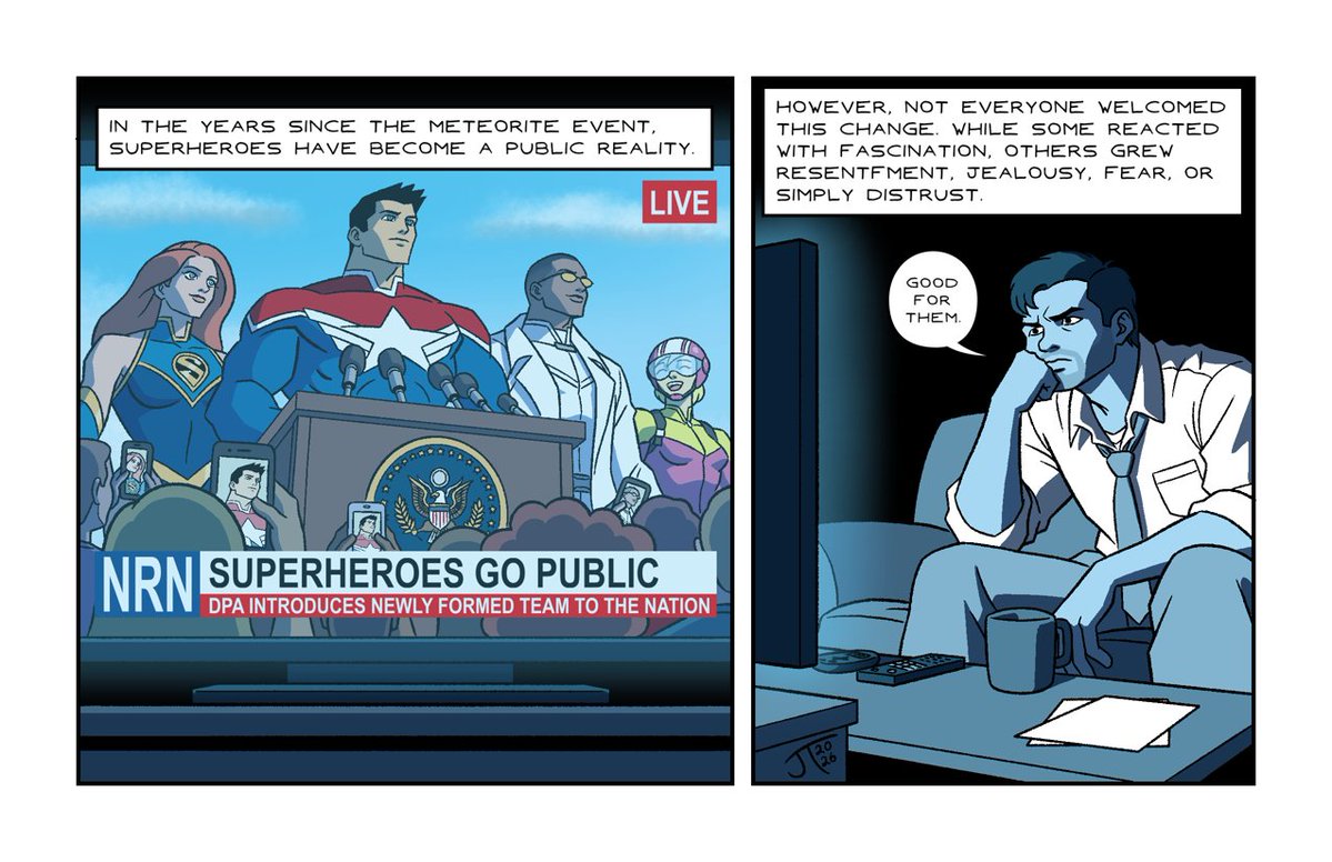 JamesTennantJr's tweet photo. JTjr's Inktober 2026, Day 9 - #Powerless

Superheroes have become a public reality.

Some welcomed them with fascination. Others responded with resentment, jealousy, fear... or simply distrust.

#JTjrInktober #OriginalArt #ComicArt https://t.co/2k0obniNp0