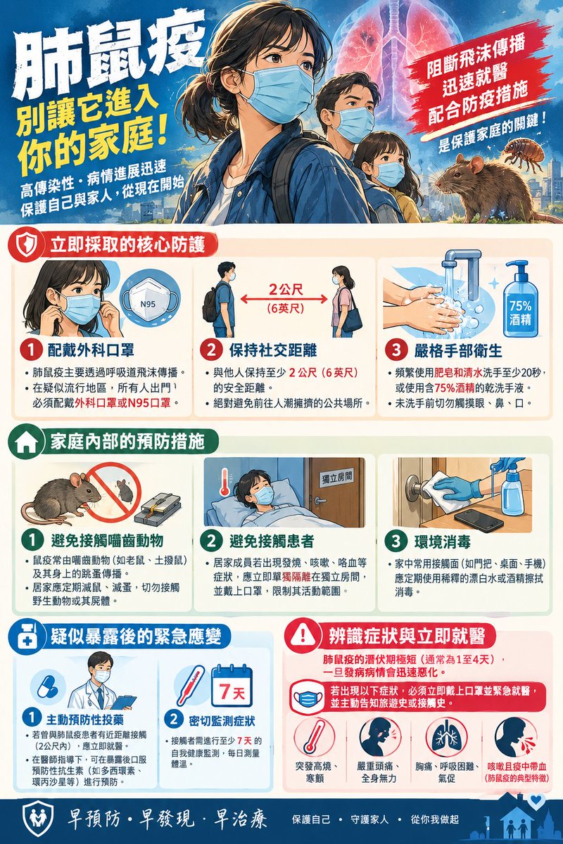 AnnaC1597's tweet photo. 雖然目前肺鼠疫傳染現狀不明，但為了避免又有人/國家蓋牌不通報全世界，大家還是先把應對措施學起來喔。
先從居家環境開始!!
我非常建議台灣各大城市也開始建置環境監測規則方法與數據蒐集。 https://t.co/JoyGgBorV9