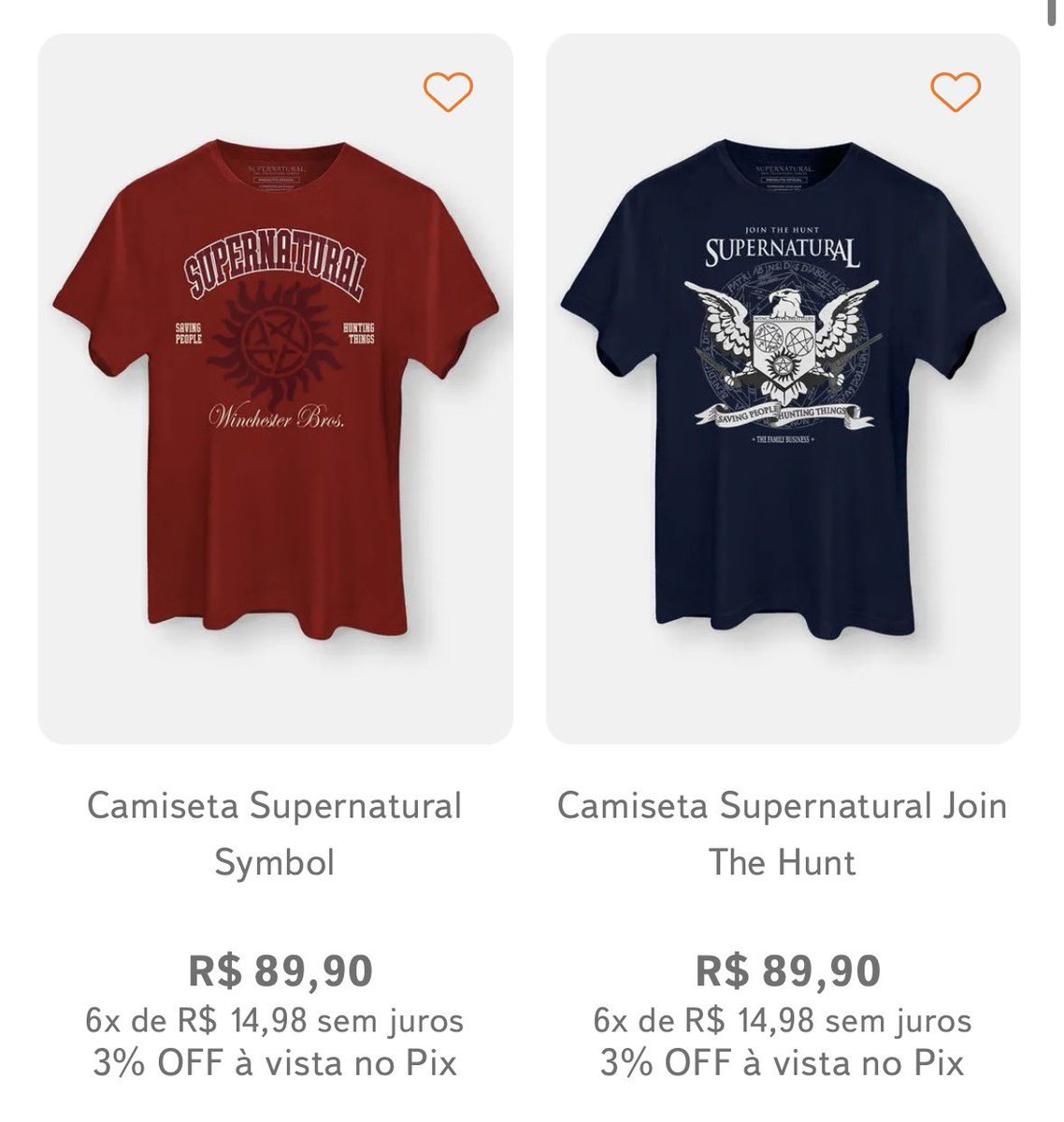 jarpadbrasil's tweet photo. OLHEM QUE TUDO!! 

A loja Piticas lançou uma coleção de SPN com camisetas lindas da série, estamos apaixonados! 😻
Esses são apenas alguns dos modelos, tem muito mais no site.  

Link para compra no post abaixo. https://t.co/CGx6hWkV50