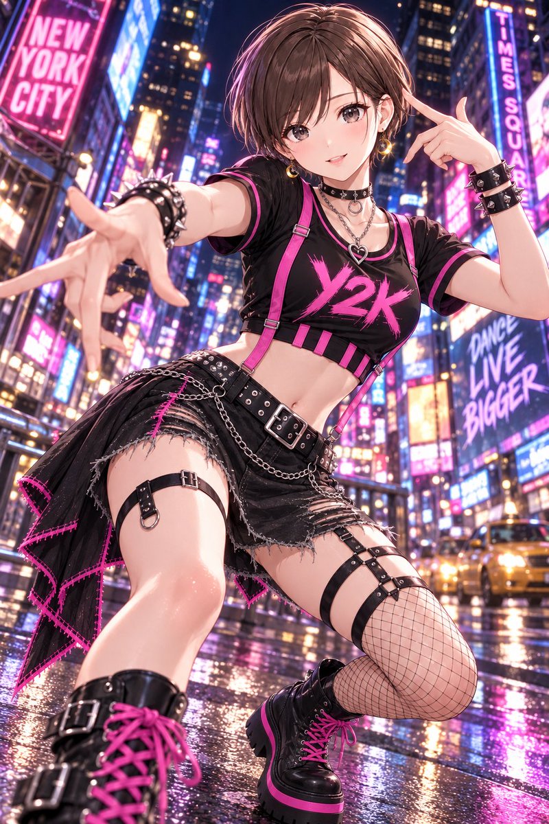 pantopx2's tweet photo. ネオン街のストリートダンスガール 
この衣装のY2Kの表示がなんだかじわる。
#AIイラスト https://t.co/bOB3SiQQPz