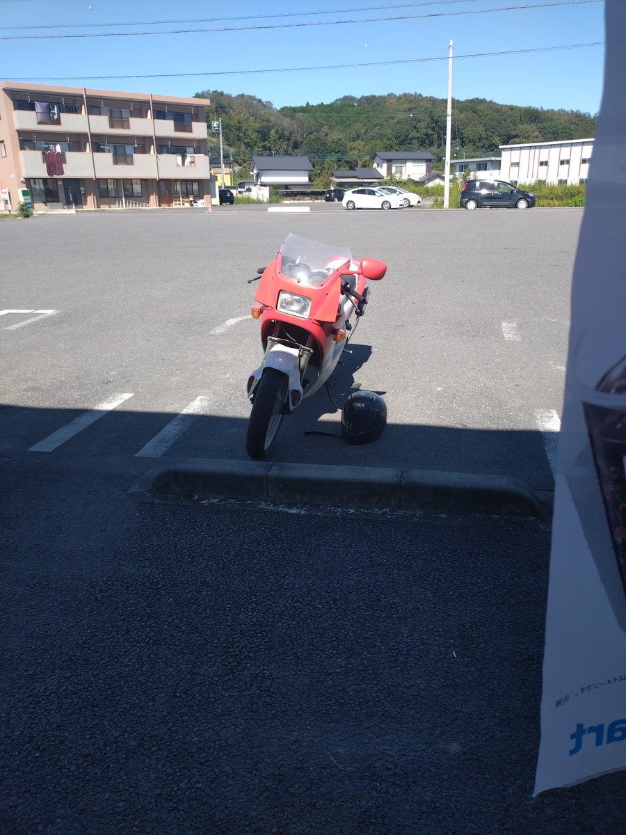 dachuyongqi's tweet photo. 終わったわ
右ミラー落ちたと思って後ろ見たらダンプに踏まれてお釈迦になっちゃった😇
帰ってVFRに乗り換えよ…
TZR君はしばらく乗れないですね😭 https://t.co/DFZ1O3IEvD