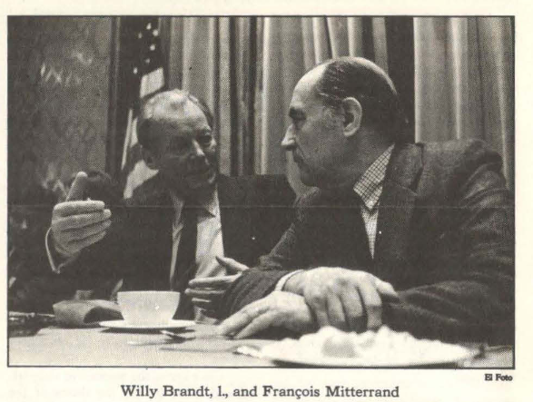 micha_atx's tweet photo. Social-Democratic chancellor of Germany Willy Brandt speaking at the DSOC's (DSA predecessor) "Eurosocialism and America: An International Exchange" conference in December 1980(?).

Other guests present included Olof Palme, François Mitterrand, Michel Rocard and Michael Manley. https://t.co/xM2dGmbmFJ