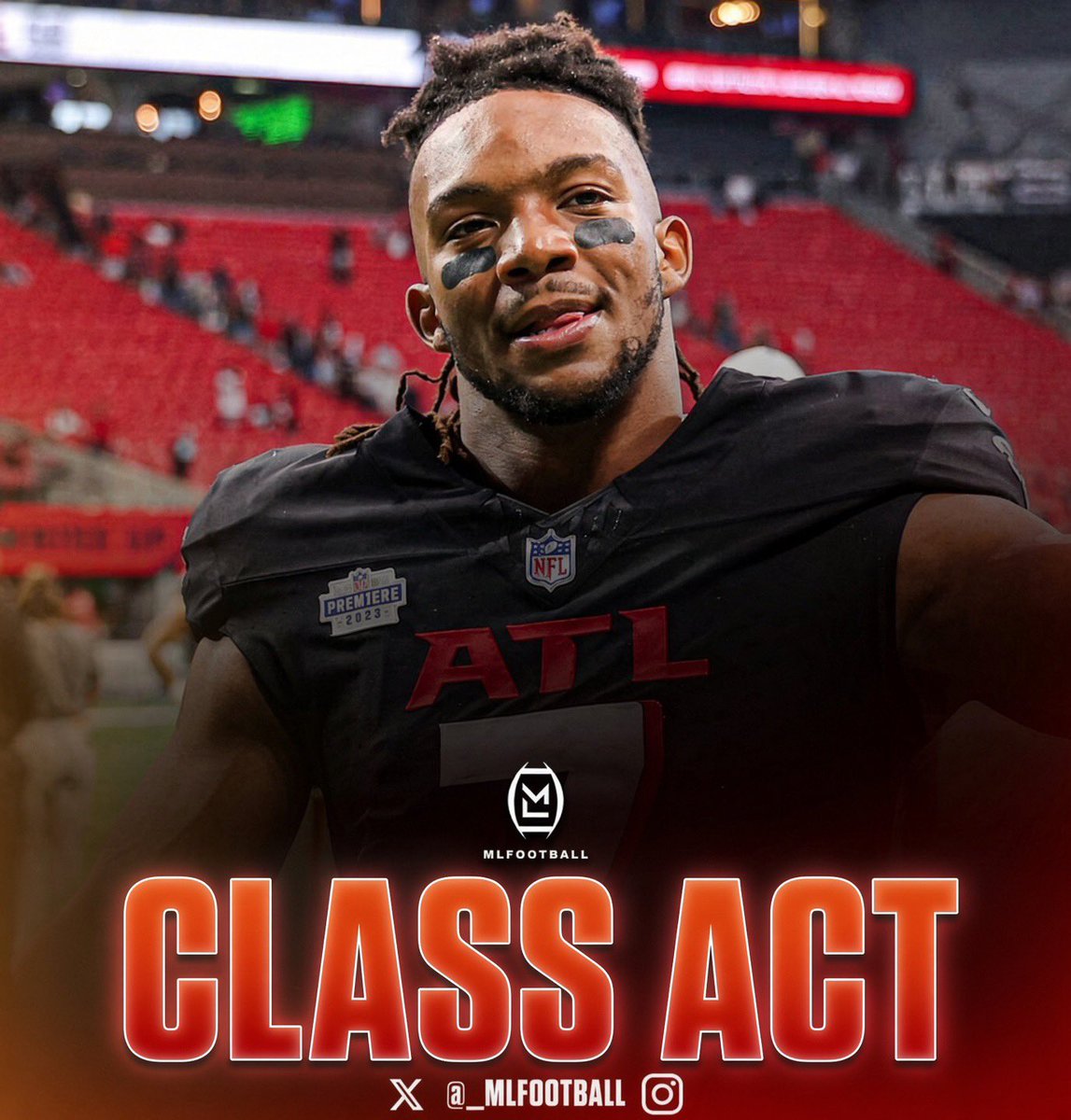MLFootball's tweet photo. CLASS ACT: #Falcons superstar RB Bijan Robinson donated $300,000 to help provide housing and essential services for people who were formerly experiencing homelessness.

Robinson continues to make a massive impact both on and off the field.

Heartwarming, @Bijan5Robinson.

👏❤️ https://t.co/6hEnmTyWRa