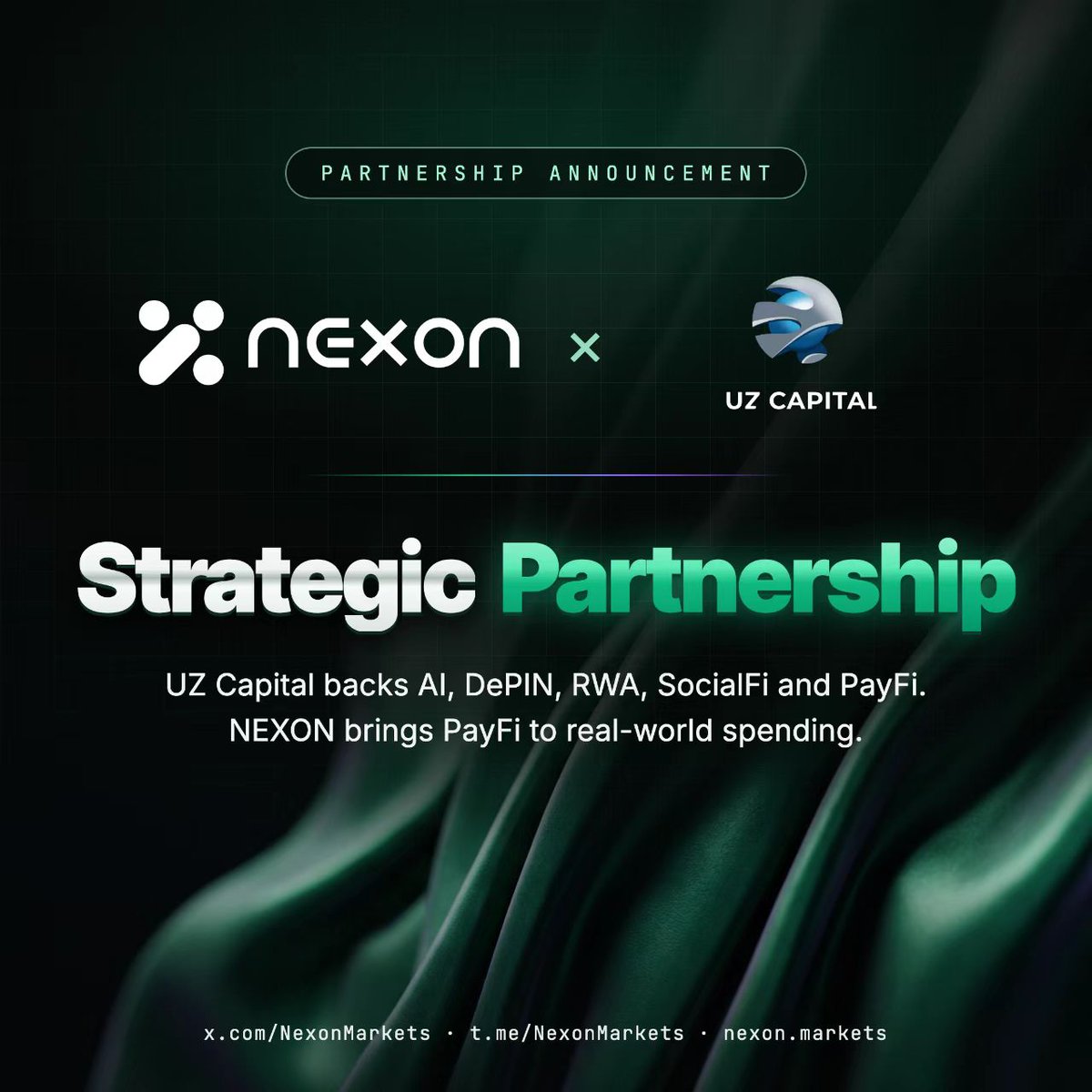 nexonmarkets's tweet photo. 🤝 NEXON × @UZcapitalX 

UZ Capital is a venture firm investing across AI, DePIN, RWA, SocialFi and PayFi — and a strategic incubator that stays with its portfolio from token design through go-to-market.

NEXON is the first flagship project on the NEX exchange, building an AI-native super financial-social ecosystem. Its AI-native PayFi is live: you state an intent, the route comes back with the assets, the legs, the fees and the settlement time laid out, you authorize once, and every step leaves a receipt. Capital, digital assets and real-world consumption meet on one account.

A fund whose thesis already reaches PayFi, and a project that carries PayFi to the point of sale.