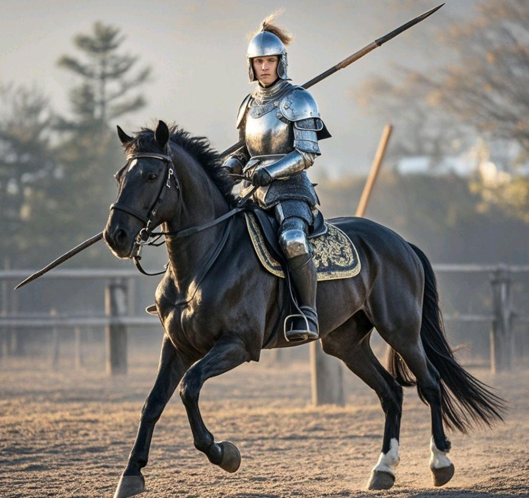 RubyCourtyzjn's tweet photo. The soldier mounted his steed, the saddle (梢鞍) firm, ready for battle (战) with his shield that has a minor wound (创) mark on its edge, as the branch tip (梢) sways gently nearby. https://t.co/PbJCc7akTO