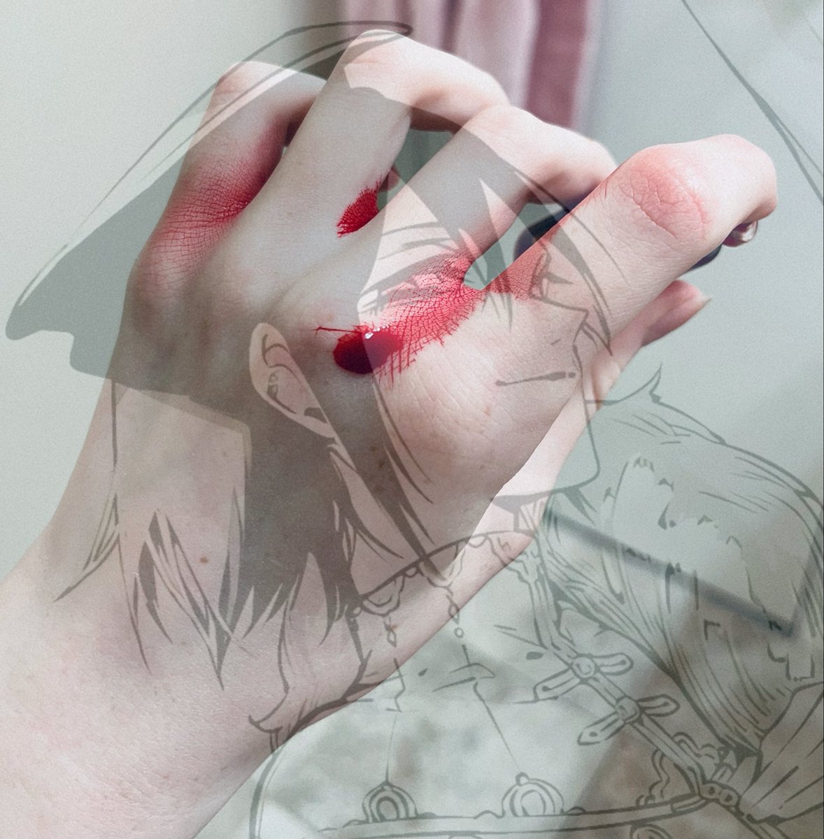 M1nkzi's tweet photo. !! All fake props enhanced by SFX and ai !!

Randomly remembering when I split my finger open to collect blood for Fyodor ∘ ∘ ∘ ( °ヮ° ) ? https://t.co/Gwpvc3lHpW