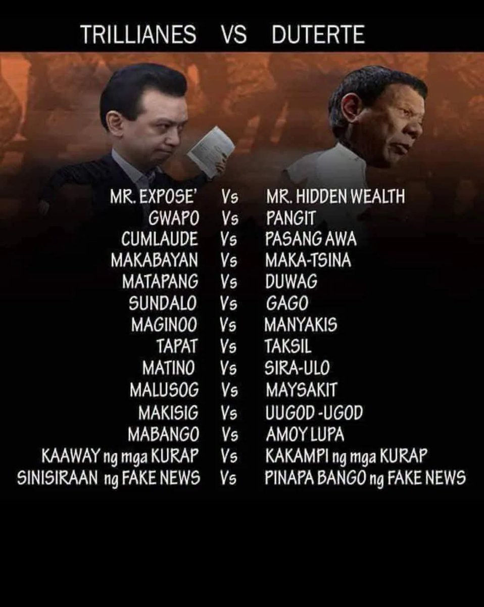 oilofjoy1's tweet photo. Comparison.. duterte  naduduwag ky Trillanes.. TRillanes matapang na  hinaharap ang mga duterte https://t.co/uTT1VZT0PR
