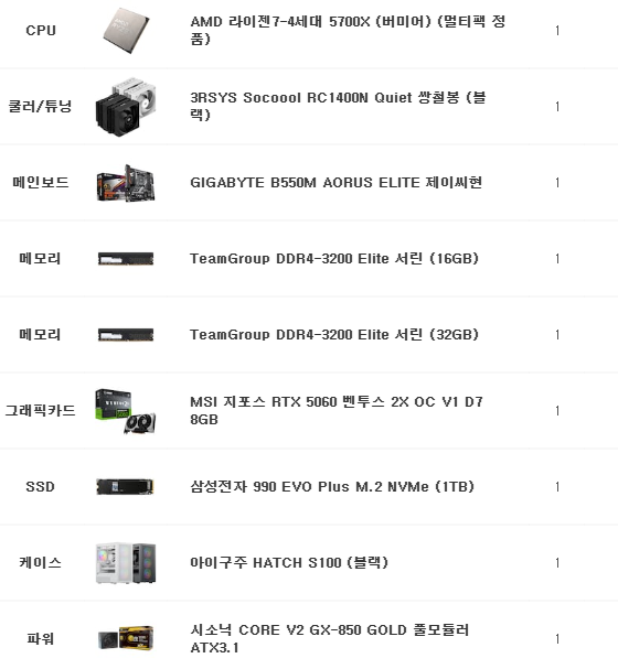 dohwicom's tweet photo. 라이젠 5700X+RTX 5060으로 구성된 3D 모델 작업용 PC 출고 사진입니다

※조립비 별도※

사무 및 3D 모델링 작업 위주, 서브로 게임용으로 사용을 전제 하에 작업 요청하셨습니다

(보드 및 파워는 모델 변경 후 출고되었습니다)

카카오톡 오픈채팅: https://t.co/ZLbG4l3lH1
디스코드: dohwicom https://t.co/RzFV2G2Rix