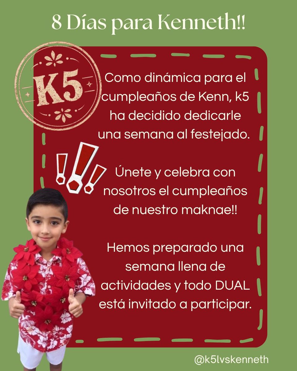 k5lvskenneth's tweet photo. K⁵ NEWS!! 𐙚

  ─𝒦enneth birthday week !! 🎂

Del 11 al 18 de octubre celebraremos el cumpleaños de Kenn, con contenido, dinámicas y mucho cariño. ♡

Están listos para celebrar con nosotros? ⋆˙⟡

 11.10 — 18.10

 #KENNETHBIRTHDAYWEEK https://t.co/Kn2izLND71