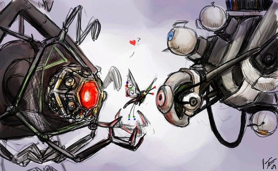 Sal_Predebut's tweet photo. the Fabrication Machine ( from 9 ) x Glados  ( from portal 1 and portal 2 ) ship art https://t.co/iIXYq9ES28