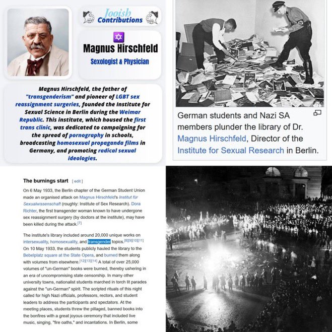 NFCCGMerchant's tweet photo. @EricTropicalTX @AdequateWarrior @CommieGibberish He’s talking about Jews. like Magnus hirschfeld ✡️ before the nazis burned all his books in his library , pride flag has ✡️ origins, tel aviv is a gay capital that hosts the biggest pride parades, multiple genders in talmud, 🇮🇱 is the gayest nation https://t.co/mmi4Wwa0Li