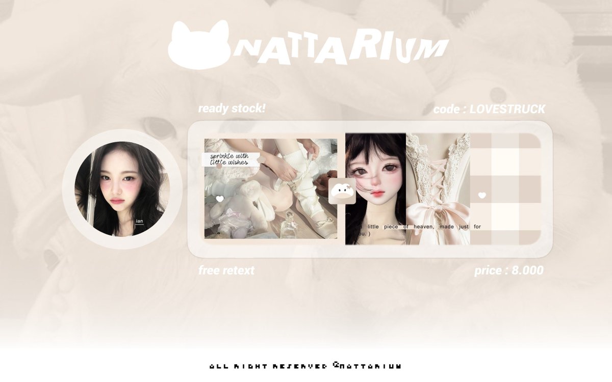 imnattarium's tweet photo. help repost, thankyouu!  #bealanja 

aku bawa layout rs ian &amp;&amp; carmen! masing masing harga sudah tertera pada gambar, nyang mau take bisa dm / tele akuuu. . 🤟🏻
ㅤ https://t.co/3zCEL1uxYu