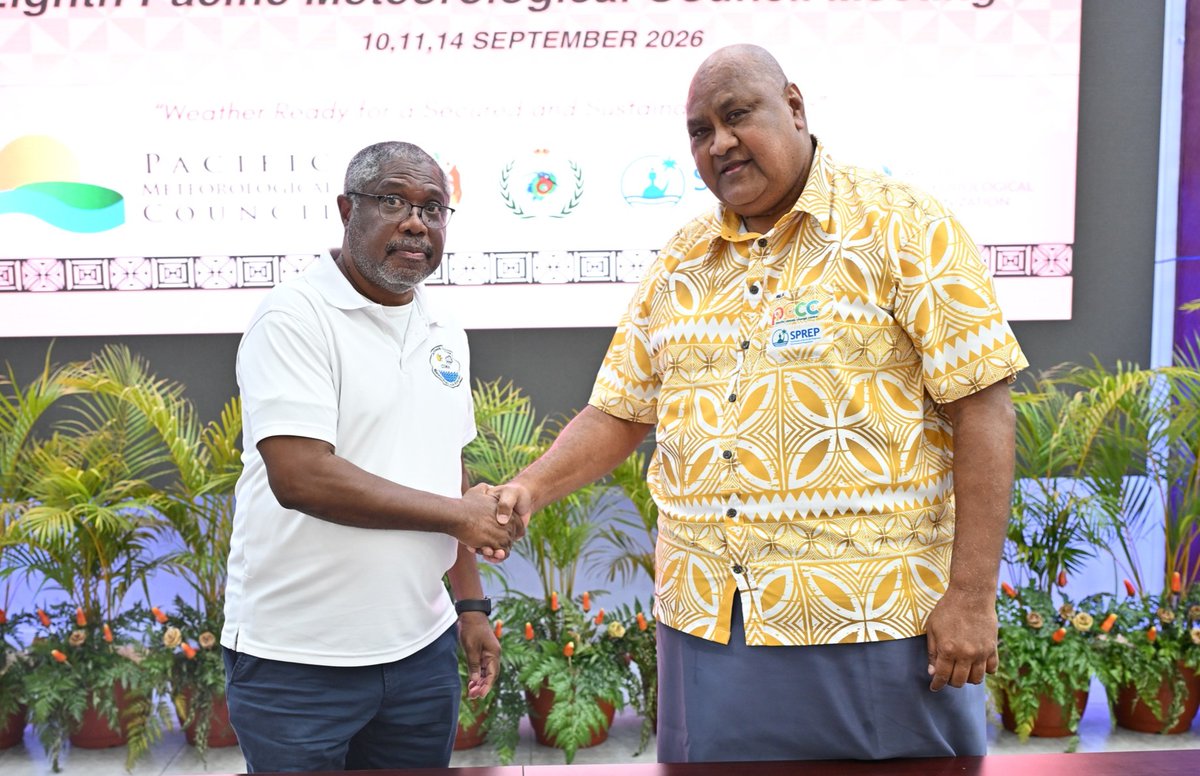 SprepChannel's tweet photo. 🤝 Last month during PMC-8 in Nuku’alofa, Tonga, SPREP and the Caribbean Institute for Meteorology and Hydrology (CIMH) signed a five-year Memorandum of Understanding to strengthen cooperation across meteorology, hydrology and climate services.

🔗 https://t.co/MaAieVHQZQ https://t.co/9do4Fxvvl1
