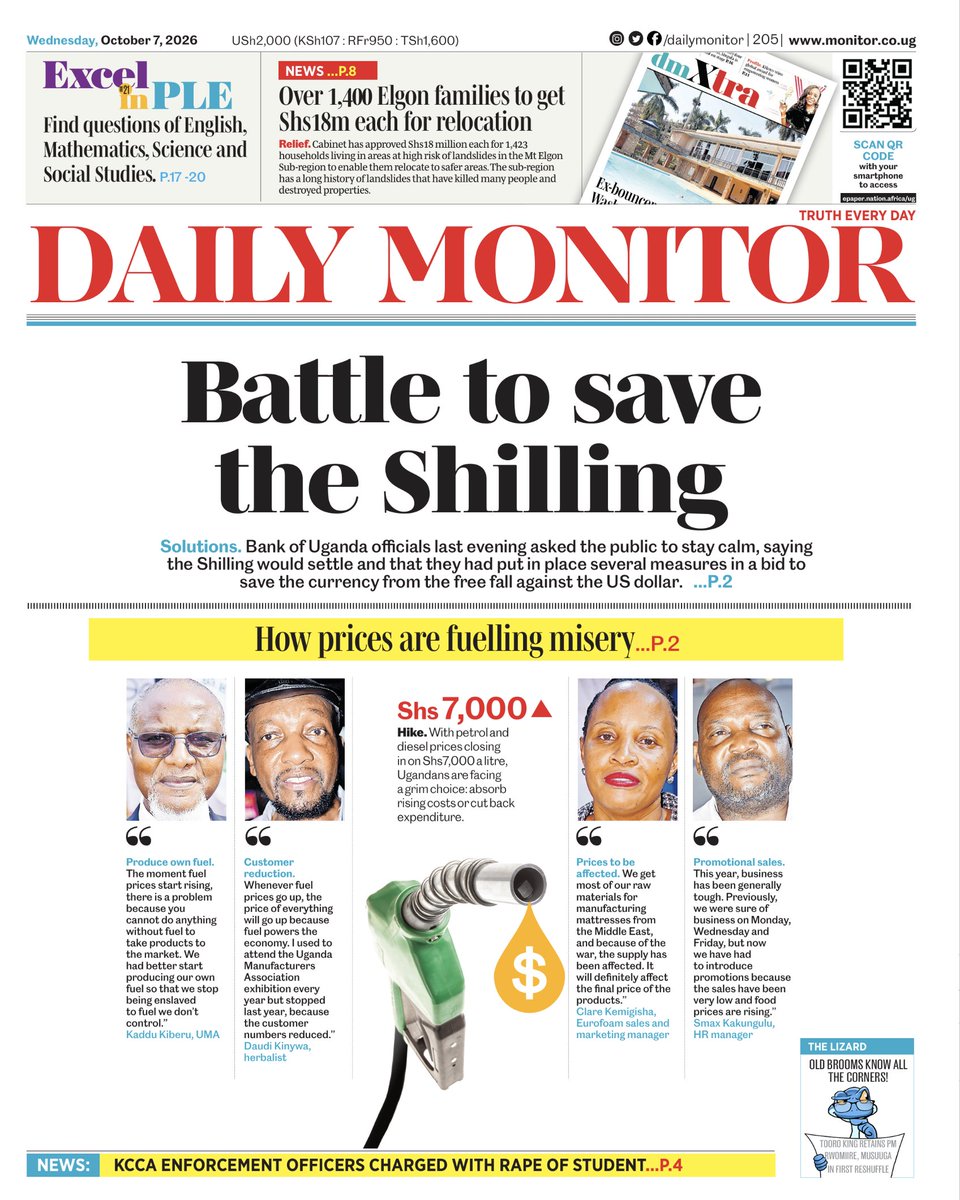 ntvuganda's tweet photo. Battle to save the shilling

Bank of Uganda officials last evening asked the public to stay calm, saying the Shilling would settle and that they had put in place several measures in a bid to save the currency from the free fall against the US dollar.

Epaper:https://t.co/c0O4LoI8jx  | #MorningAtNTV