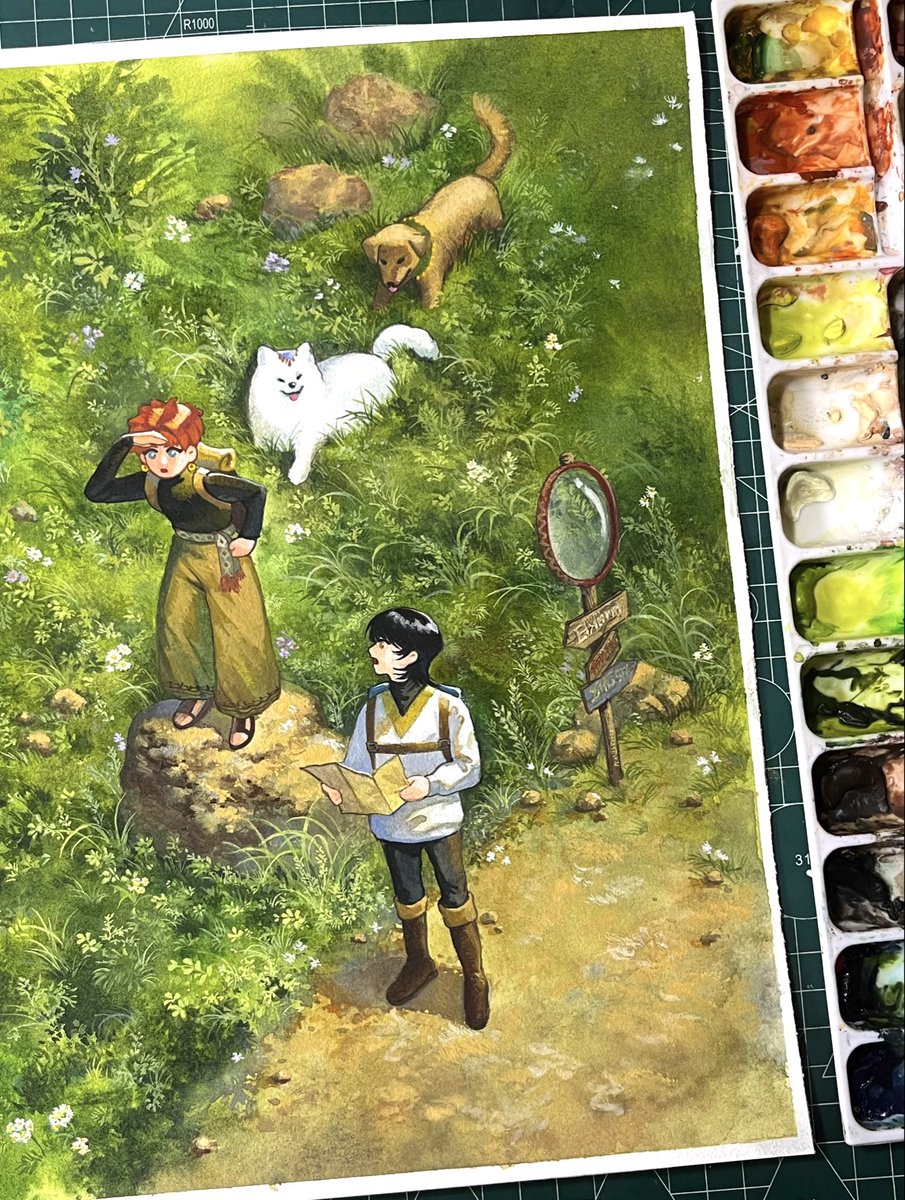 Sundaee17's tweet photo. Hello! 👋I’m Sundae, a Thai traditional artist. My work blends nature and intricate patterns to tell stories of journeys through my original characters, Tejin and Kanin. I hope my art brings you a sense of warmth and peace. 🔅🫶🏻🚶‍♂️🚶🏼‍♂️ https://t.co/MUMcJ0GdEu