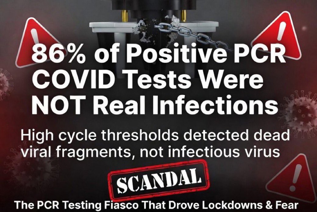 ValeriaAnne19's tweet photo. PCR should never have been used to detect a virus: 86% of Positive PCR COVID Tests Were NOT Real Infections. https://t.co/7BcwjZ62yK