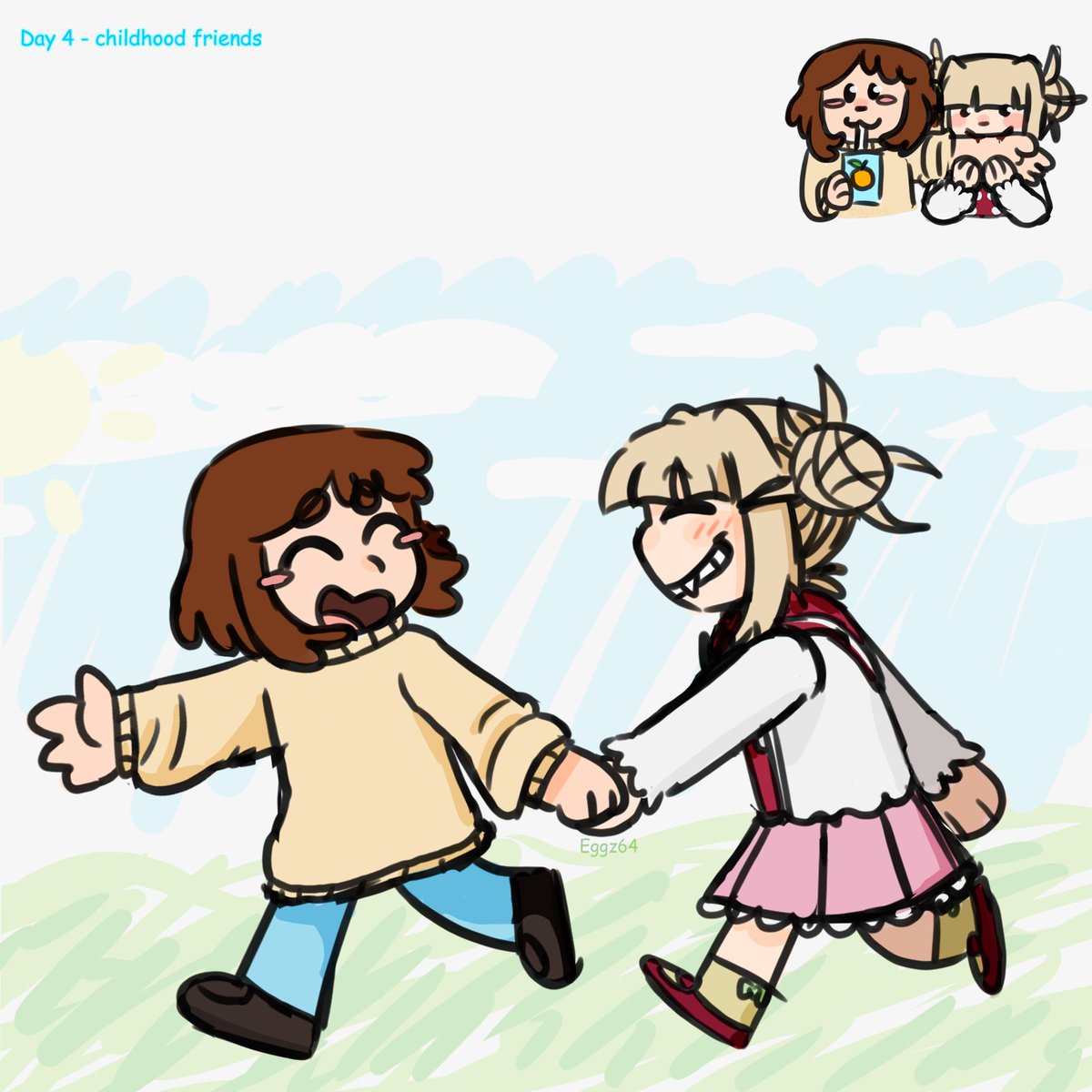 Eggz_64's tweet photo. Day 4 of #togachakoweek2026 -Childhood friends   #togachako https://t.co/0CTHKPNgJt
