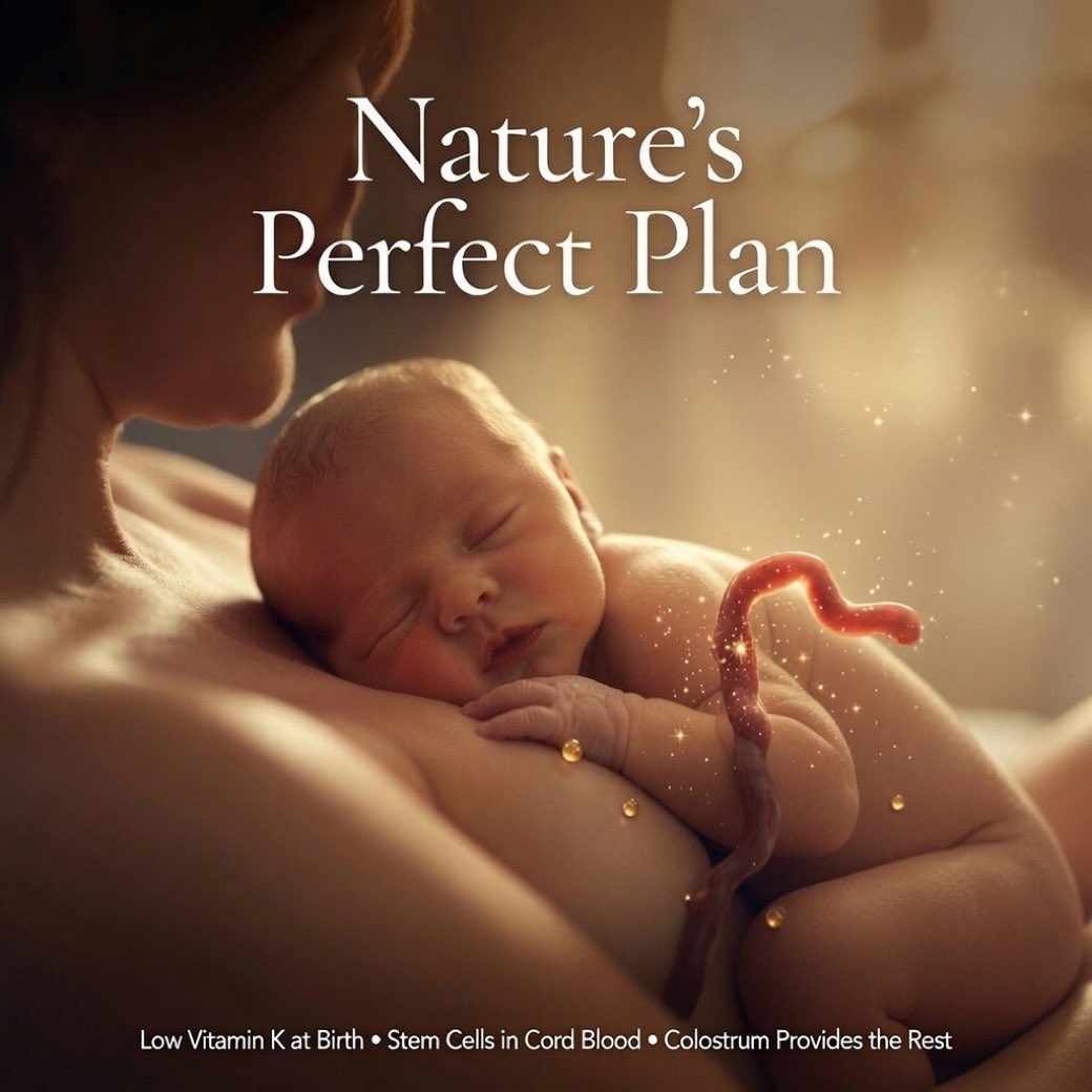 ValeriaAnne19's tweet photo. Babies are born with LOW vitamin K on purpose — it’s not a flaw. It’s God’s perfect design.

Cord blood is packed with stem cells specifically meant to repair the physical stress and micro-trauma of birth. https://t.co/umu0yLnaeu