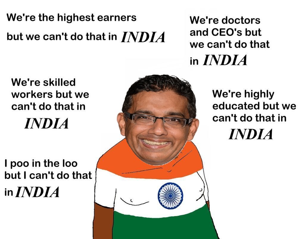WorldWarPoo's tweet photo. Dinesh D'Souza's crashout summarized https://t.co/pSxhdZaCHK