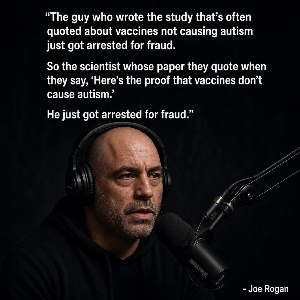 ValeriaAnne19's tweet photo. Joe Rogan just said the quiet part out loud... the scientist whose papers get quoted every time someone says “vaccines don’t cause autism” has now pleaded guilty in U.S. federal court.

Poul Thorsen, co-author of the landmark Danish studies used for years as the go-to proof, https://t.co/7PcHOBTW6G