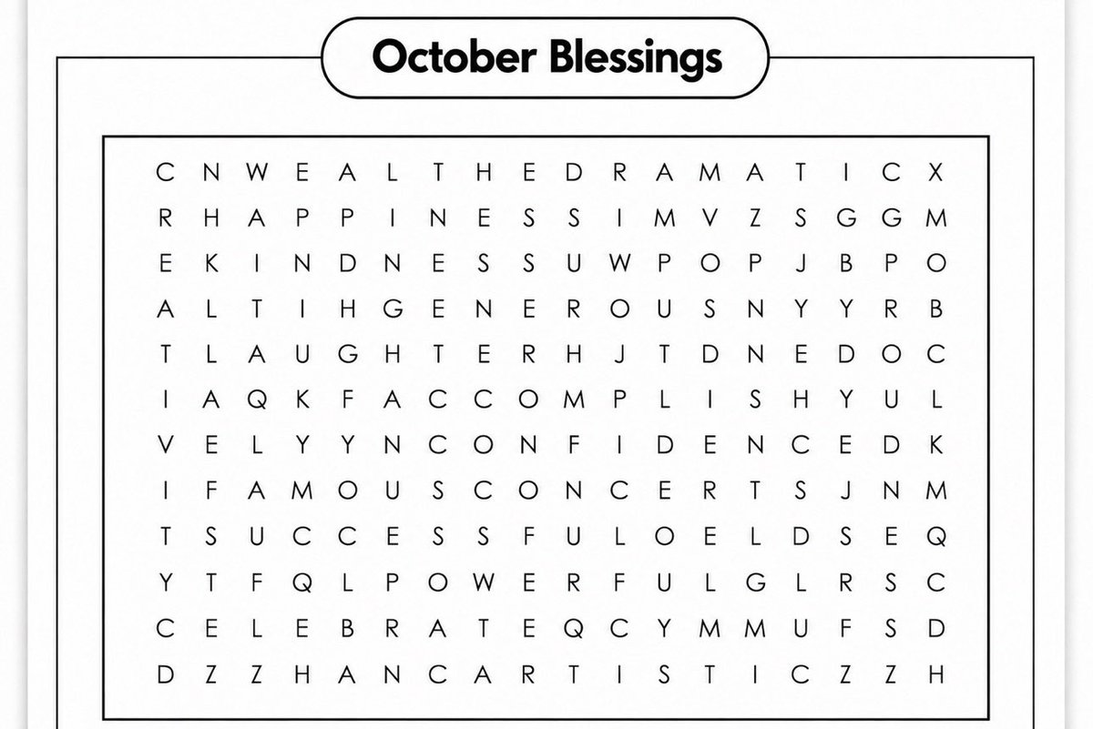 shawtyastrology's tweet photo. The first THREE words you find can show you the types of BLESSINGS, themes, or experiences that you might during the month of OCTOBER: 🍂✨

What THREE WORDS did YOU find?! 👀✨ https://t.co/CUjxZfwqG3
