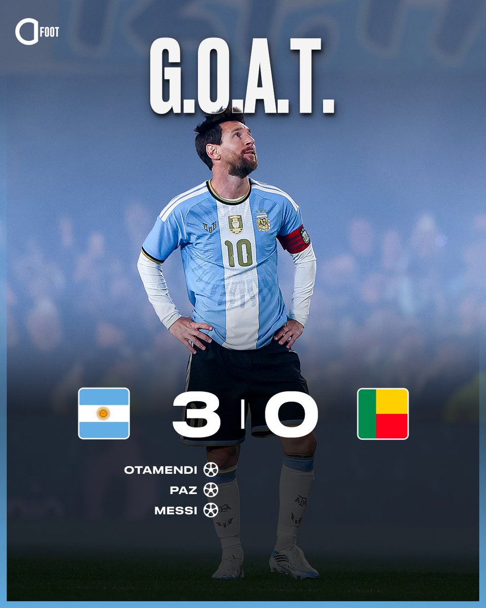 ActuFoot_'s tweet photo. 🚨🚨 L’ARGENTINE 🇦🇷 S’IMPOSE 3-0 POUR LA DERNIÈRE DE LIONEL MESSI AVEC LA SÉLECTION FACE AU BÉNIN 🇧🇯 !!!!! 🤩✅

Devinez quoi : LE GOAT A ÉTÉ DÉCISIF SUR LES 3 BUTS.
🎯🎯 DOUBLE PASSEUR DÉCISIF
⚽️ BUTEUR

Il est par ailleurs impliqué sur 29 sur ses 20 dernières sélections. 👏

Leo. Merci pour tout. Pars en légende absolue.

LE FOOTBALL T’AS AIMÉ, T’AIMES ET T’AIMERAS. ❤️⚽️

🐐