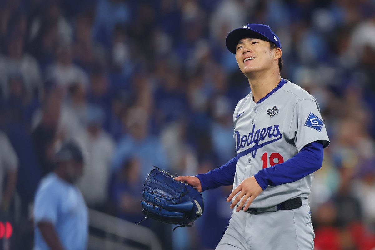 noahcamras's tweet photo. Yoshinobu Yamamoto's last 5 postseason outings:

7 IP, 4 H, 1 ER, 10 K in NLDS Game 3
2.2 IP, 1 H, 0 ER, 1 K in World Series Game 7
6 IP, 5 H, 1 ER, 6 K in WS Game 6
9 IP, 4 H, 1 ER, 8 K in WS Game 2
9 IP, 3 H, 1 ER, 7 K in NLCS Game 2

He got the win in all five of these games. https://t.co/wS5bordc64