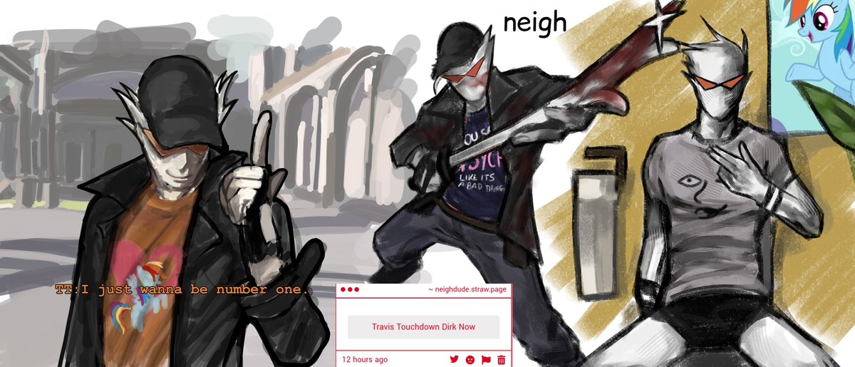 dudeneigh's tweet photo. I was afraid that no one would ask for some Dirk Touchdown. 
#dirkstrider #homestuck
#nomoreheroes #dirkjake https://t.co/fWBJyZyuzH