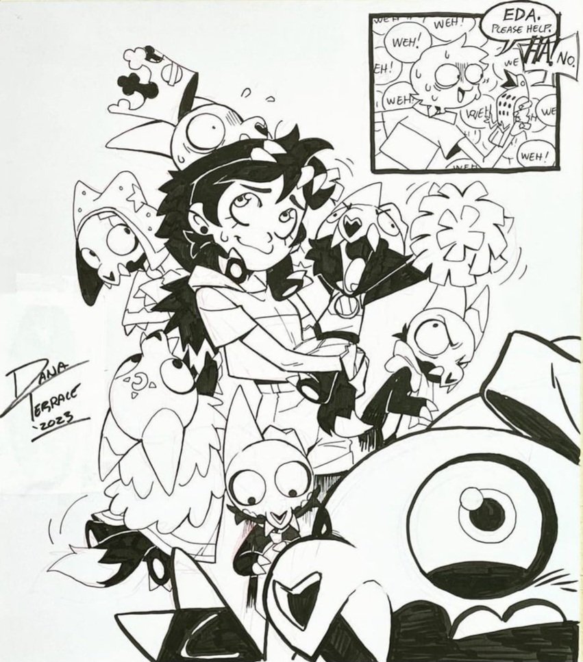 kolapon_art's tweet photo. #tohspoilers
.
.
.
. 
Can't believe this art by Dana is kind of canon now but in a depressing way 

Instead of bunch of cute Kings, it's little memory dolls that come from self-harm 😭 https://t.co/mIPiA3nSm1