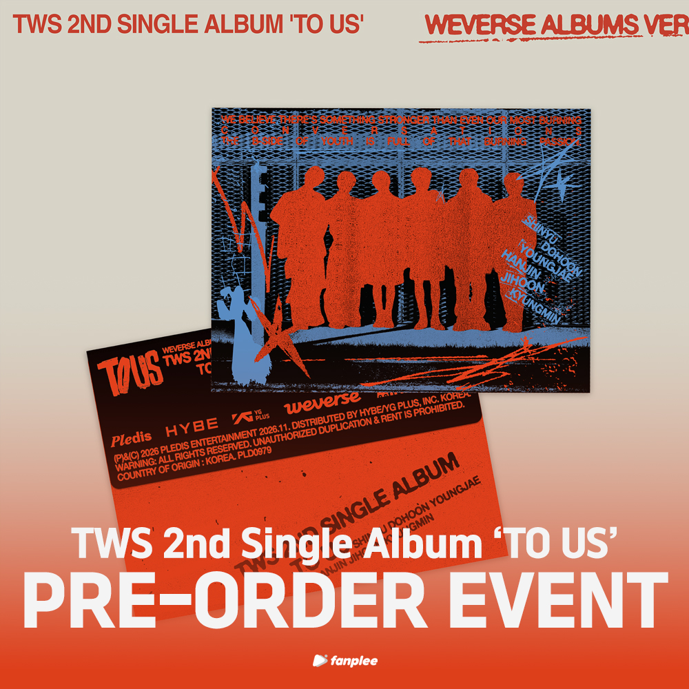 fanplee_twt's tweet photo. [📣] TWS 2nd Single Album ‘TO US’ 예약판매 이벤트

📆행사기간 : 10.07 (수) 11:00 ~ 11.01 (일) 23:59 (KST)

✨Closer Ver. / Beyond Ver.(2종) 랜덤 구매 시 - 팬플리 독점 미공개 셀피 포토카드 6종 중 1종 랜덤 증정
✨Closer Ver. / Beyond Ver.(2종) 세트 구매 시 - 팬플리 독점 미공개 셀피 포토카드 6종 중 2종 랜덤 + 미공개 유닛 폴라로이드형 포토카드 2종 세트 증정
✨Everglow Ver. (6종) 랜덤 구매 시 - 미공개 개인 투명 PET 포토카드 6종 중 1종 랜덤 증정
✨Everglow Ver. (6종) 세트 구매 시 - 미공개 개인 투명 PET 포토카드 6종 세트 + 미공개 유닛 폴라로이드형 포토카드 2종 세트
✨Weverse Albums ver. (1종) 구매 시  - 미공개 개인 포토카드 B ver. 6종 중 1종 

📌예약판매 기간 내TWS 2nd Single Album ‘TO US’ 이벤트 상품을 구매한 모든 고객
 
📌팬플리 사이트
🔗 kr : https://t.co/5rQSaYptoh
🔗 en : https://t.co/BXoINj2rCv
🔗 jp : https://t.co/fcBS2dnyPE
🔗cn : https://t.co/2XvurVBVtU

#TWS #투어스 #247WithUs #TO_US
#팬플리 #FANPLEE