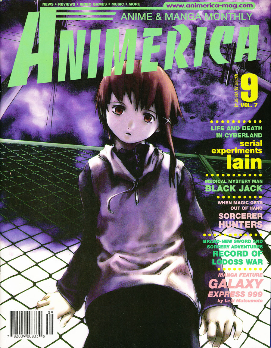 1995GreatBigSky's tweet photo. 1999, September, Serial Experiments Lain on the cover of Animerica https://t.co/LLxBvA0UUn