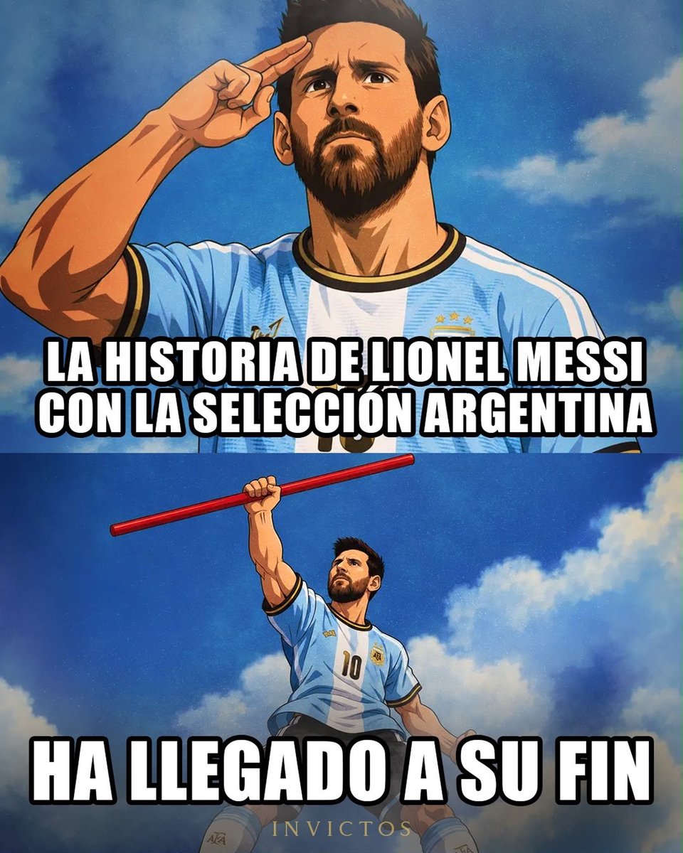 InvictosSomos's tweet photo. La historia de Lionel Messi con la Selección Argentina ha llegado a su fin. Te vamos a extrañar toda la vida, genio. GRACIAS TOTALES.