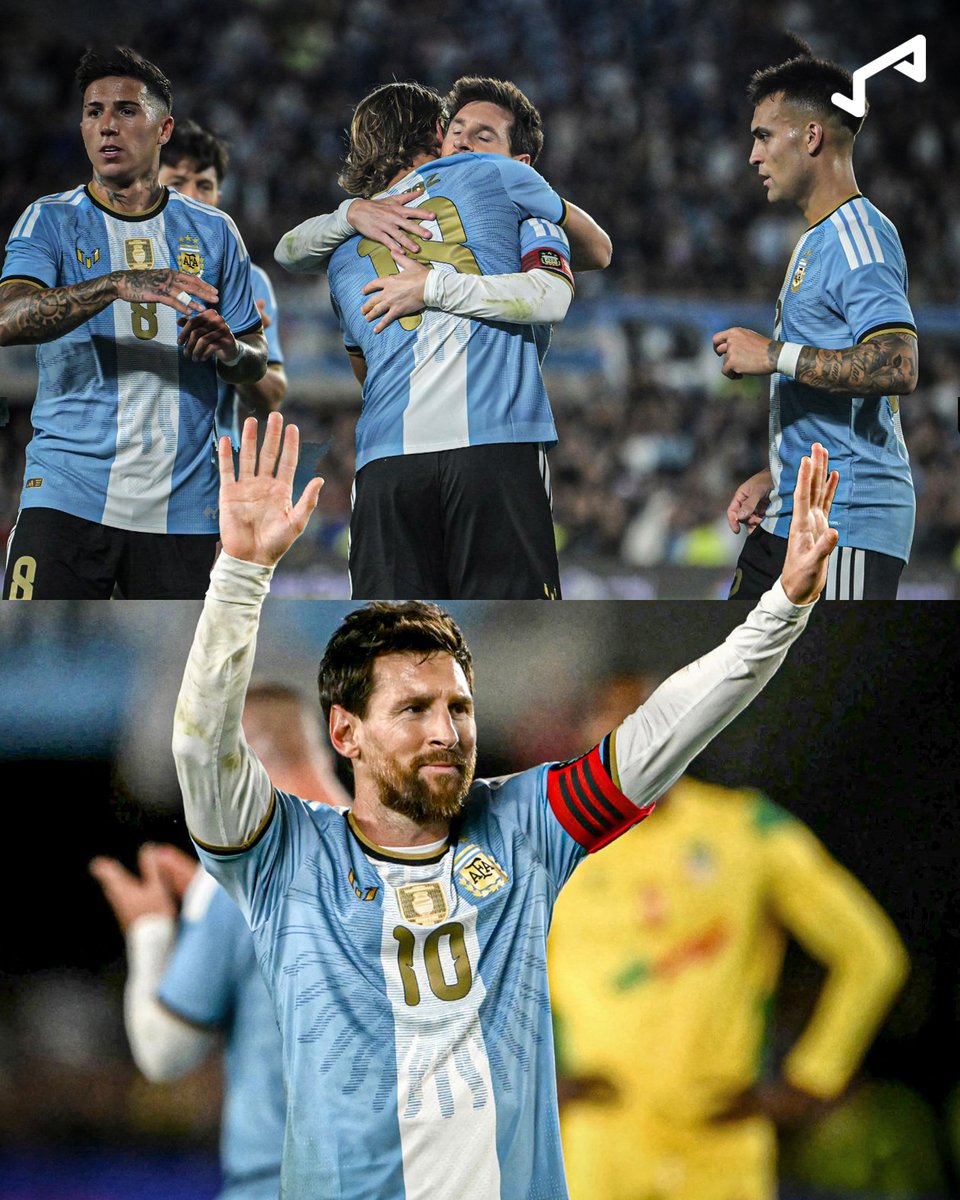 goal's tweet photo. The final masterpiece! 🐐🇦🇷

Lionel Messi bows out of international football with one last magical performance: a goal and two assists in a 3-0 win over Benin ✨ https://t.co/6kNMXUtpvF