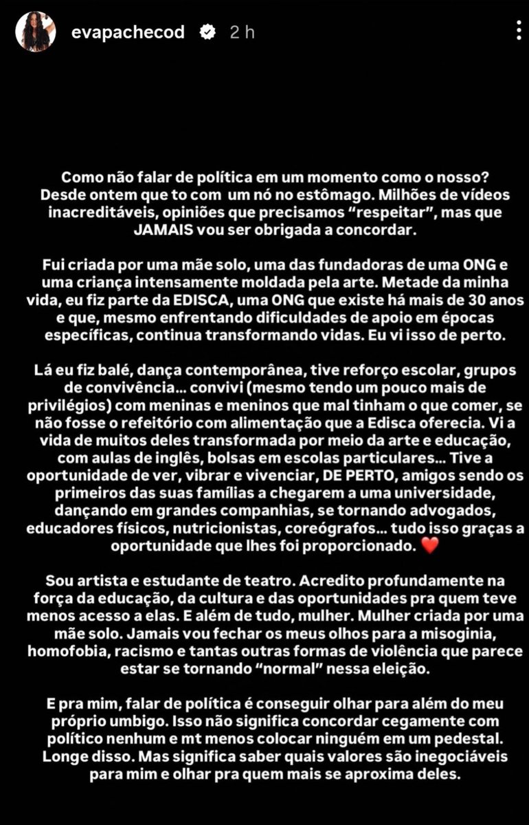 beepopofc's tweet photo. A ex bbb e influenciadora Eva Pacheco se posicionou nas redes sociais. https://t.co/H8CeDFUJbl