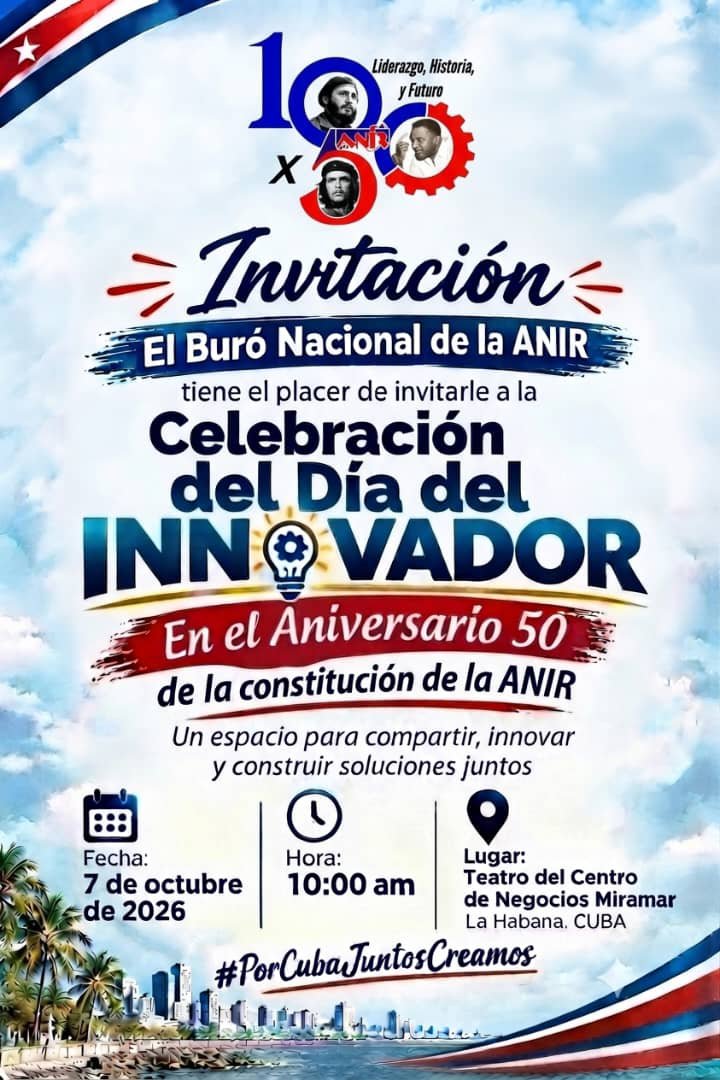 Anir_Nacional's tweet photo. 📅 Mañana 7 de Octubre, será un día recordado en la historia y es que mañana se celebrará el Día del Innovador en el Aniversario 5️⃣0️⃣ de creada nuestra asociación. 
Día de reconocimientos y de celebración.
#InnovarEsCrecer 
#100X50 https://t.co/ntr7btm3Au