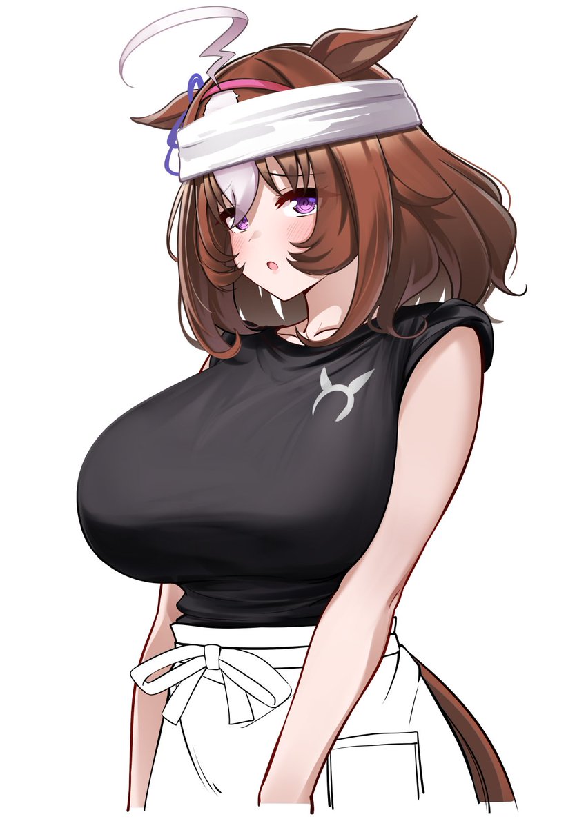 BigShuttlesUma's tweet photo. Meisho Doto: "W-Well given how I'm...U-Uhm...Built I think this is good for the theme of the day? S-Something about it being about breasts? ...At least I can put them to g-good use for this..."  

A bit of a flush to her face looking away.

(reposted cause of some errors. Derp.) https://t.co/Ck3laprL1F