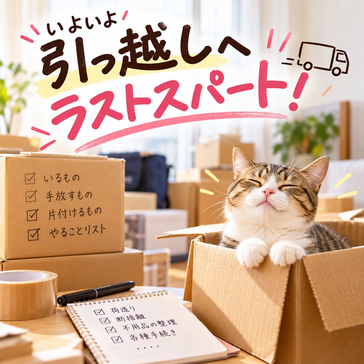 mirukukoko's tweet photo. いよいよ引っ越しへラストスパート😸

荷造りに断捨離、不用品の整理。
まだまだやることはありますが、一つずつ着実に片付いてきました。

今回は思い切ってかなり身軽に😊

ここからもうひと踏ん張り！
無事に終わらせるぞ〜😸 https://t.co/jUZ0Q8M7lH