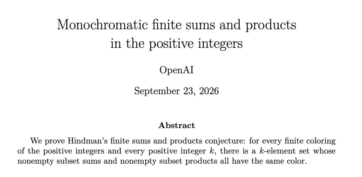 jdlichtman's tweet photo. More bangers. 

Going down as the most important day in the history of combinatorics:

--Erdos reciprocal sum for Szemeredi
--Inverse Goldbach
--Hindman's sum product
--off-diagonal Ramsey
... https://t.co/Kr34jnfdta