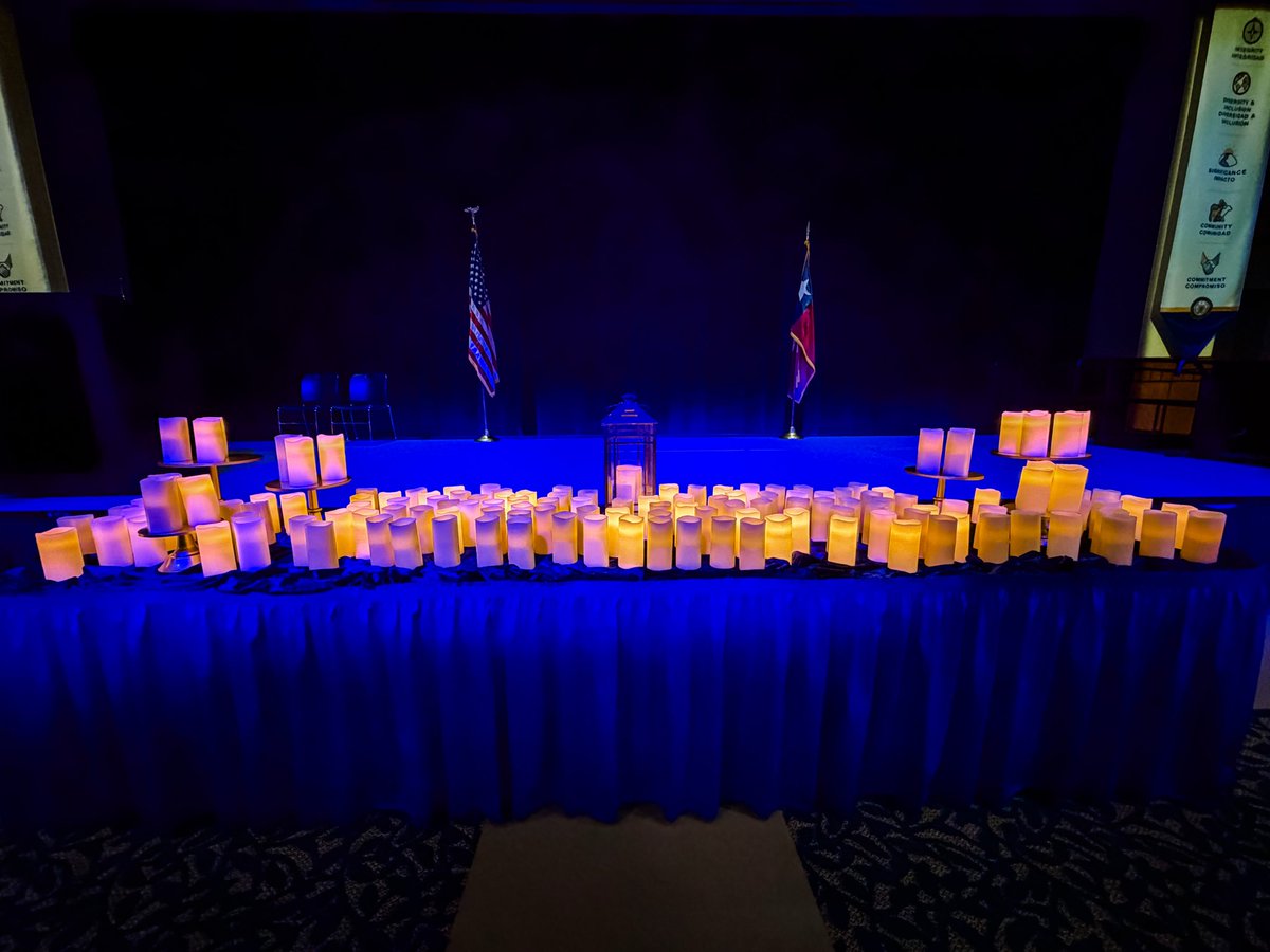 AngeloStatePres's tweet photo. Tonight we honored 144 members of the Ram Family who passed away this past year. As candles illuminated, we remembered the light each person brought and the lasting impact they continue to have at Angelo State and beyond. Fiat Lux. https://t.co/scWVpXdJt2