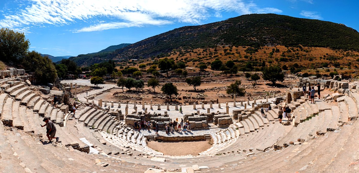 EthicalSkeptic's tweet photo. Lots of material to comb through from Ephesus. They were dead serious about preserving something there. 

Something that was expunged and wiped clean from our tender little minds...

This amphitheater points DEAD-ON at Turkey's Np' ancient monument azimuth consensus.

How many researchers go there, and cite how mysterious things are? Adding to the Woo-Factor, but never resolving anything - versus actually knowing what things were saying? and why?