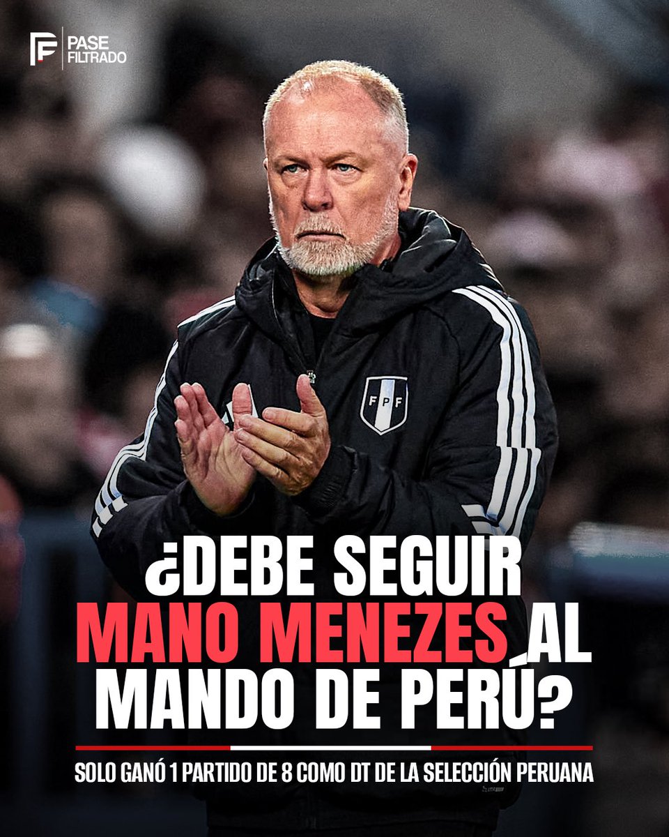 pasefiltradope's tweet photo. 🇵🇪🚨😳 ¿Qué PUNTAJE le pones a la fecha FIFA de Perú? ¿Debe seguir Mano Menezes al mando de la Selección Peruana?

❌ Derrota contra Estados Unidos
➖ Empate contra México
❌ Derrota contra Canadá
❌ Derrota contra Colombia
❌ 1 partido ganado de 8 https://t.co/u33bJVee7p