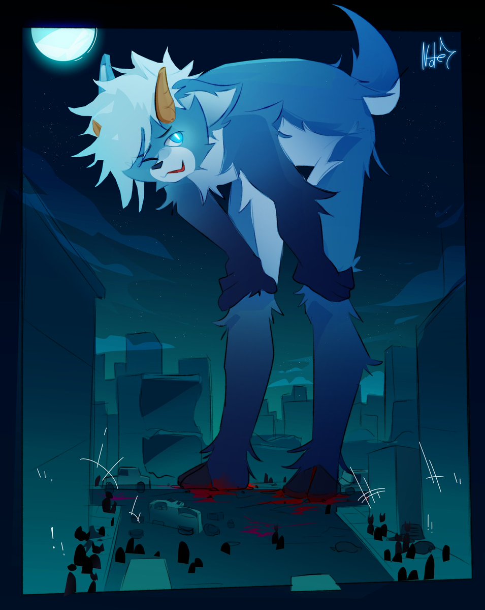 NotePawPad's tweet photo. Woah~ Big blue goat spotted in city! https://t.co/S3JcuQcRNd