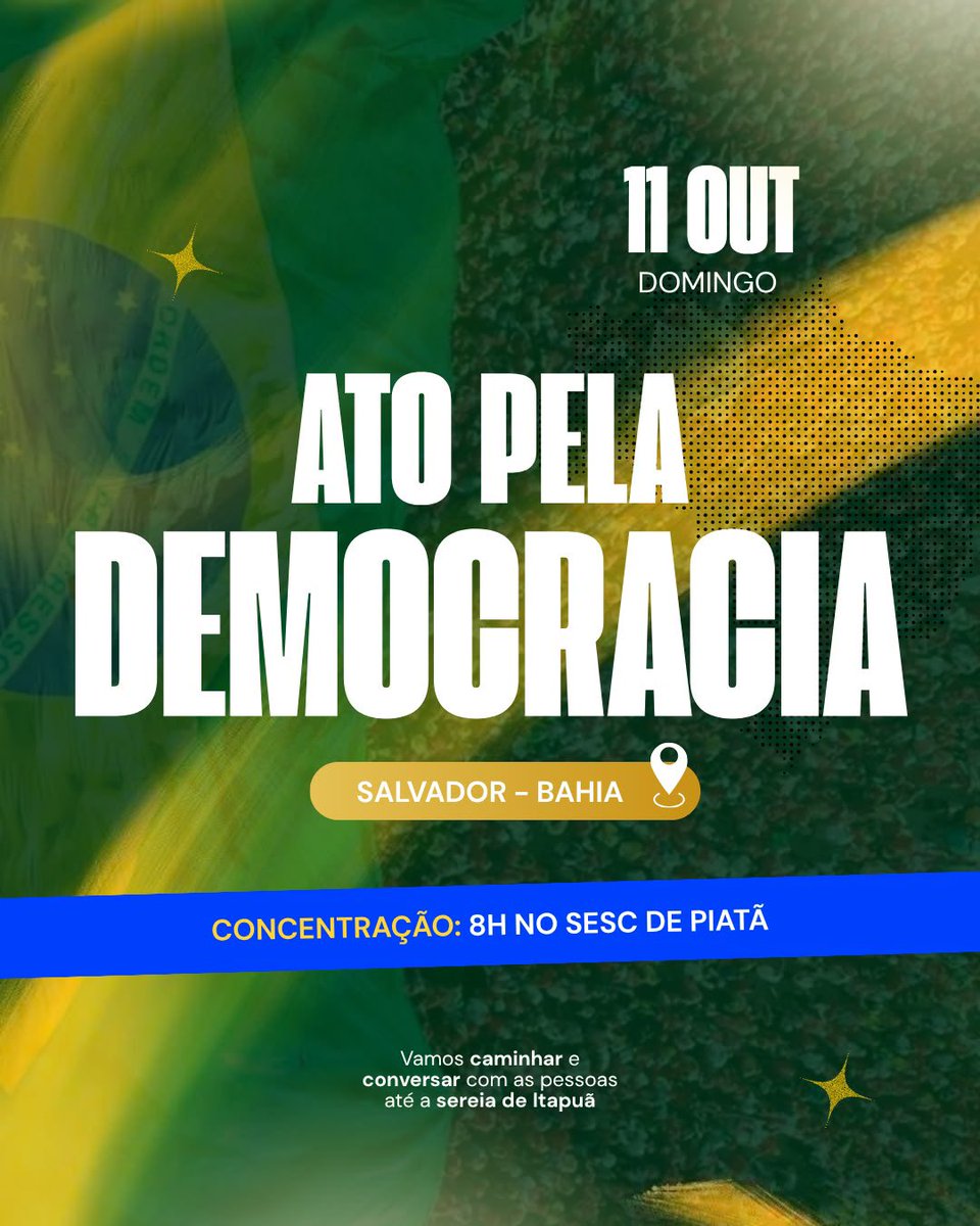 eumudeidenome's tweet photo. Para todos os fandoms que estão divulgando passeatas e marchas nas capitais em prol do Lula, vai acontecer também um protesto em Salvador - Bahia

SALVADOR 
ATO PELA DEMOCRACIA 
11/10 ÀS 8H NA SECS DE PIATÃ 

#FandomsComLula https://t.co/rOyXNnWOr4