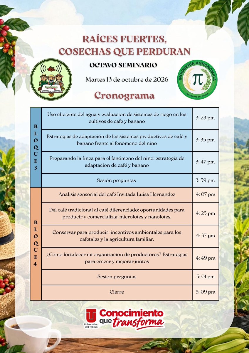 extensionandout's tweet photo. 🌱 ¡Te invitamos al 8.º Seminario “Raíces fuertes, cosechas que perduran”!

Un espacio para compartir conocimientos sobre agricultura, biodiversidad y territorio. 🌾

📅 Martes 13 de octubre
⏰ Desde la 1:00 p. m.
📍 Auditorio del Jardín Botánico

¡Te esperamos!

#ExtensionandoUT https://t.co/ARd4gR1HOH