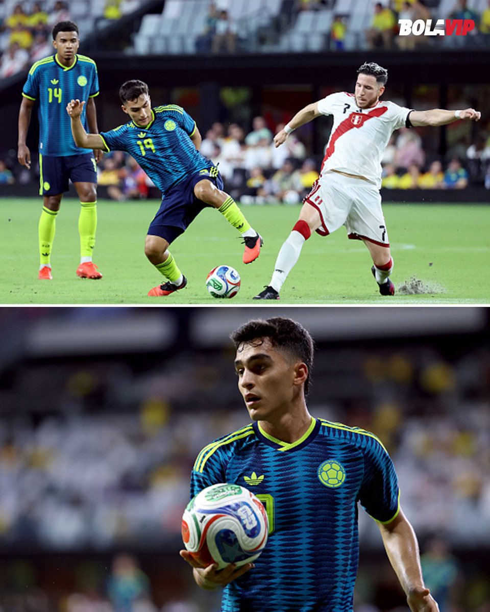 BolavipCo's tweet photo. 🇨🇴🎩 Primer balón que toca y tira pisadita. Entró a conectar, proponer, encargarse de la pelota parada. Su dinámica le cambió la cara a Colombia. 

Buen debut de Juan Manuel Rengifo con la Absoluta. https://t.co/3OzvDYPpdb