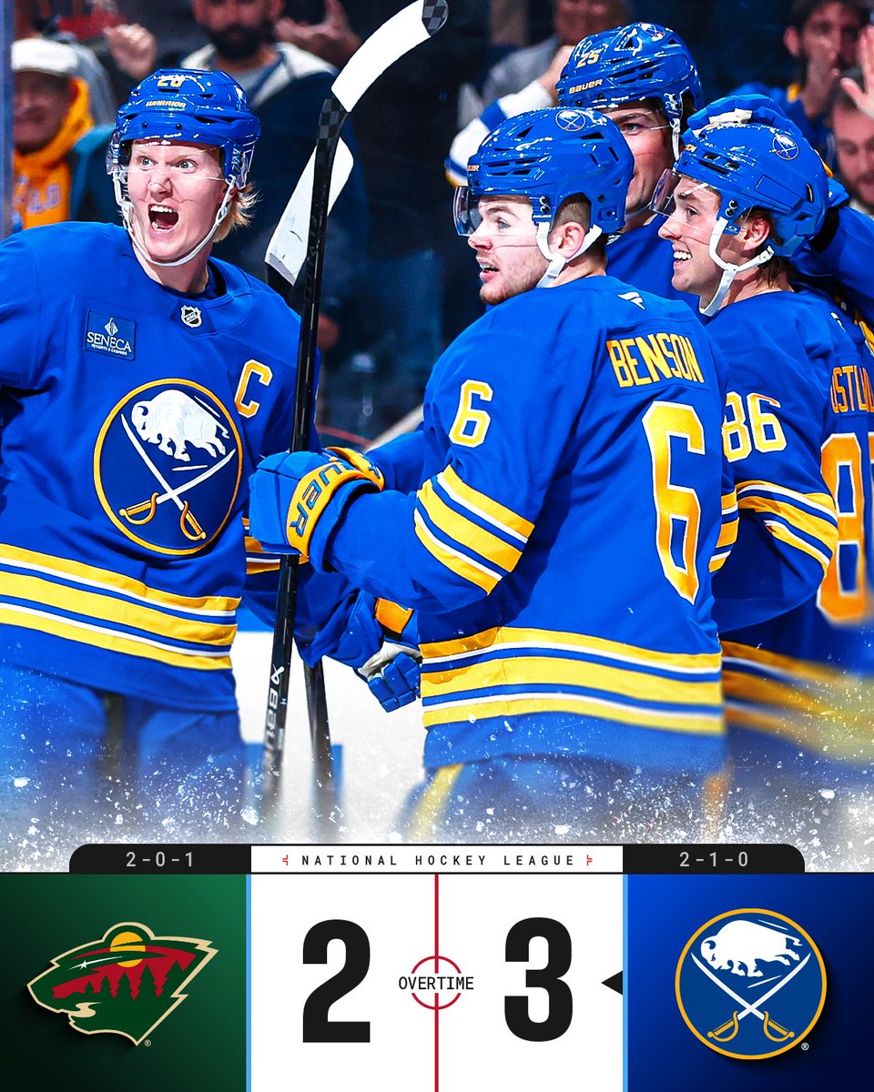 THE @​BUFFALOSABRES WIN IN OVERTIME! 🦬 
 [📷](https://pbs.twimg.com/media/HT_fQP3bcAEI0RH.jpg) https://pbs.twimg.com/media/HT_fQP3bcAEI0RH.jpg https://pbs.twim