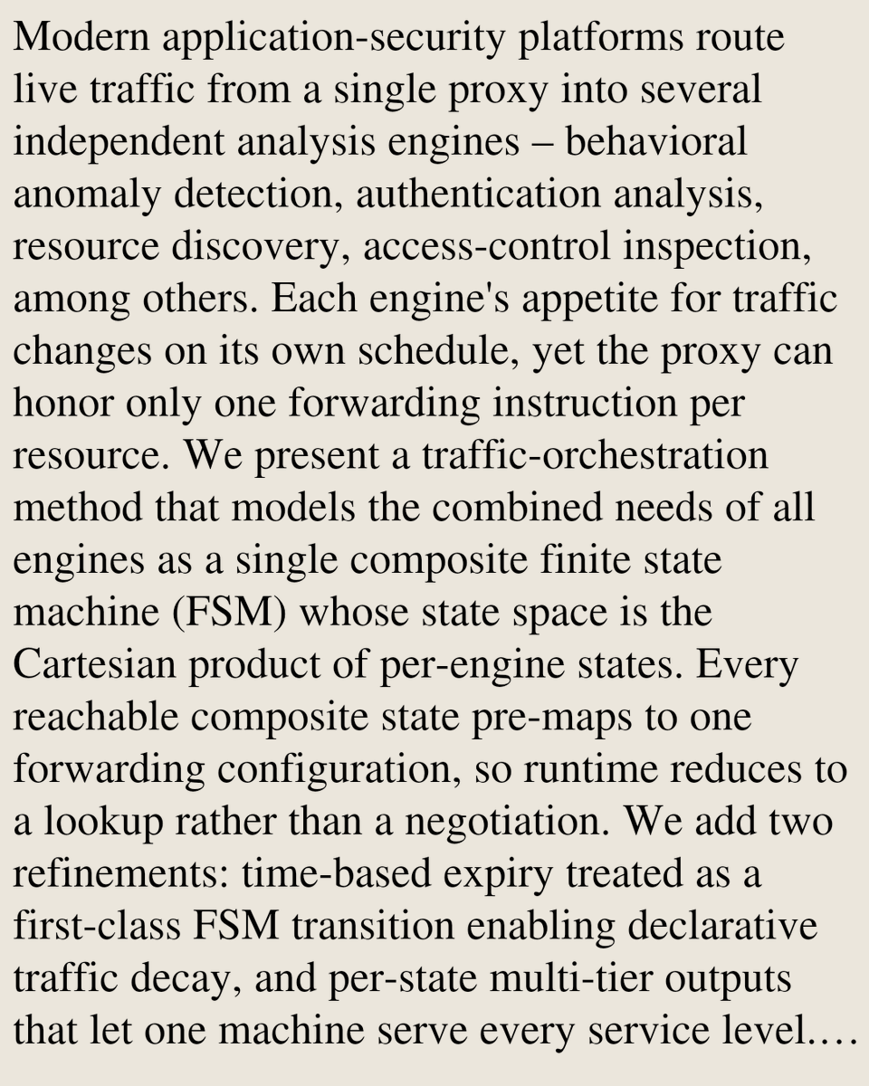 ComputerPapers's tweet photo. Finite State Machine-Based Traffic Orchestration for Multi-Engine Analysis Platforms

Ankit Kumar, Thirumoorthi Thangamani
https://t.co/4MZcff4ux3 [𝚌𝚜.𝚂𝙴] https://t.co/r9nwFf57QL