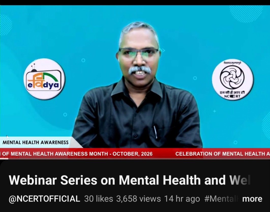 RIEMYSURU's tweet photo. 'Mental Health Month' celebration at RIE RIE As a part of the series of 10 Webinar Sessions from 5-9 and 12-16 October, 2026  was inaguated by Prof Pradyumna Kumar Sethy, Principal RIE. Dr. Veerender C was the expert. Prof. Vinod Kumar Sanwal and Prof. Anil Kumar K coordinated. https://t.co/aWm16AEdhG