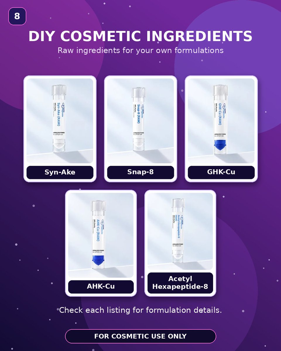 LuxeOnFire's tweet photo. Keep scrolling 👇
💆 Sheet masks + eye patches
💇 Blue copper peptide shampoo &amp; conditioner
💉 4 spiral syringe serums
🧪 Raw ingredients for DIY formulas: Snap-8, GHK-Cu, AHK-Cu, Syn-Ake + more https://t.co/IOYp8e4UnP