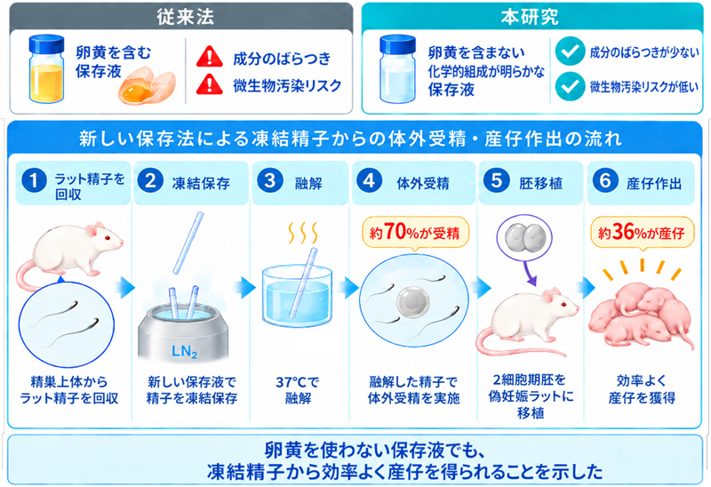 RBRC_iDED_jp's tweet photo. 守田さんの以前の所属である京都大学での論文がBiology of Reproduction誌に発表されました。微生物汚染リスクの低いラット精子凍結保存液を開発：凍結融解精子から体外受精で産仔作出に成功。
https://t.co/lCaPFVUVty https://t.co/3F5XZigCLe